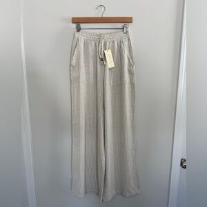 Allie Rose NWT Striped Wide Leg Pants Women’s Size S Linen Blend